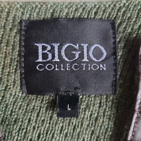 Bigio Collection Green Wool Blend Faux Leather Accents Sweater Tunic Dress Sz L - Picture 8 of 14